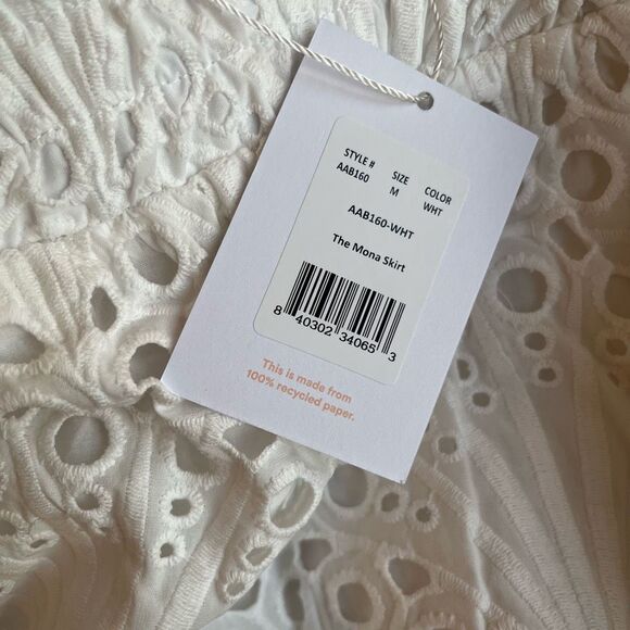 NWT Andie Swim The Mona Eyelet Scalloped‎ Pull On Skirt Coconut White sz M - Picture 10 of 10